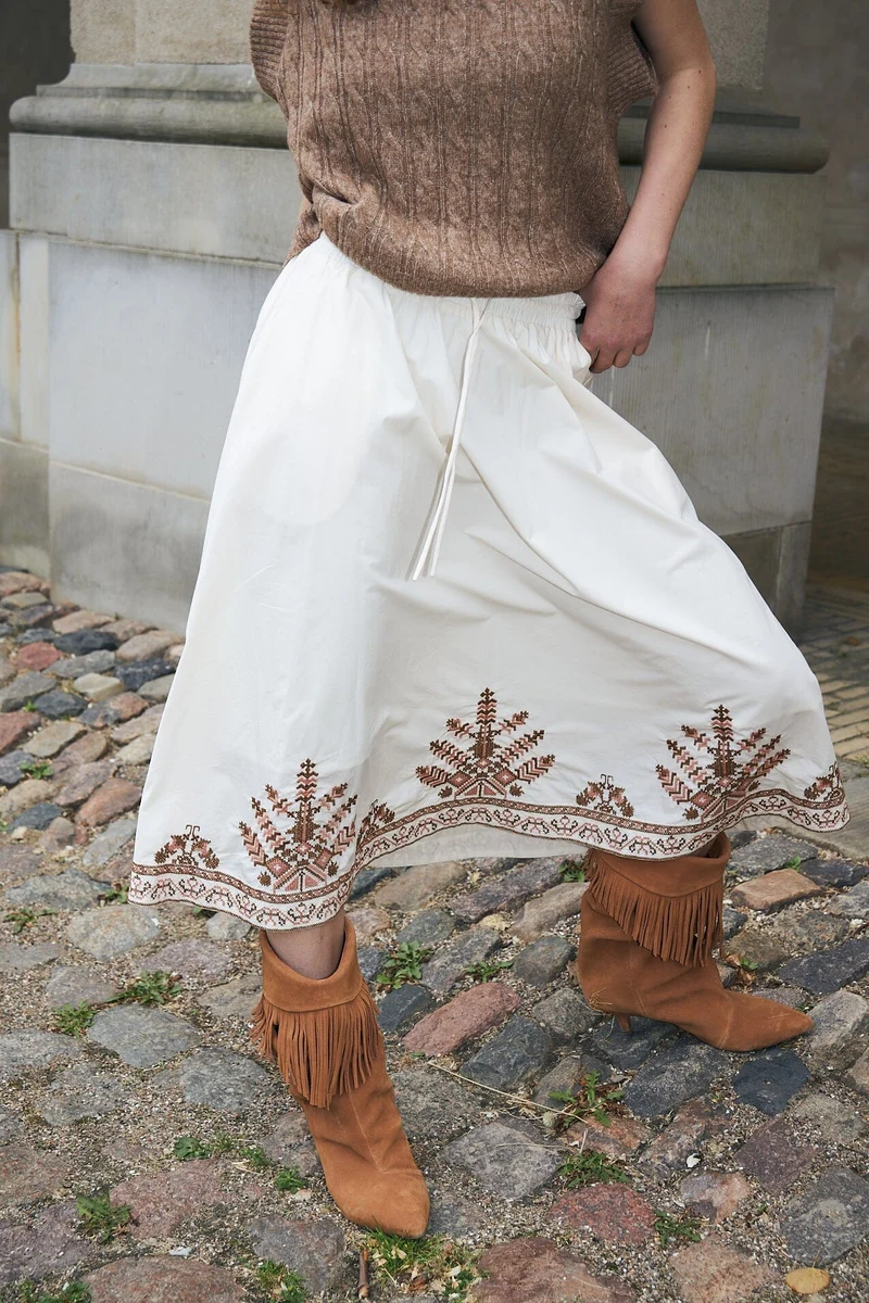 Lollys Laundry - Bristolll Midi Skirt 26462-2041 - 02 - Creme