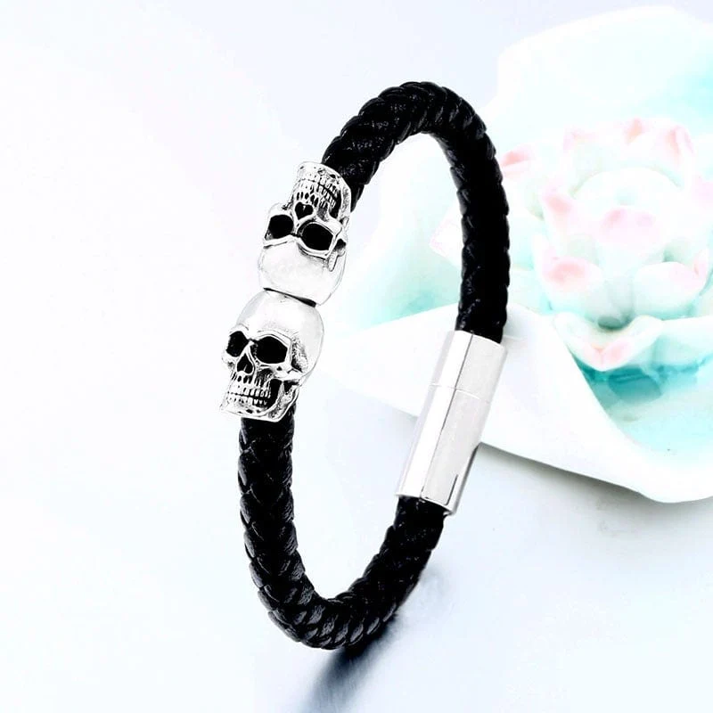 Punkskalle, konstläderarmband för män