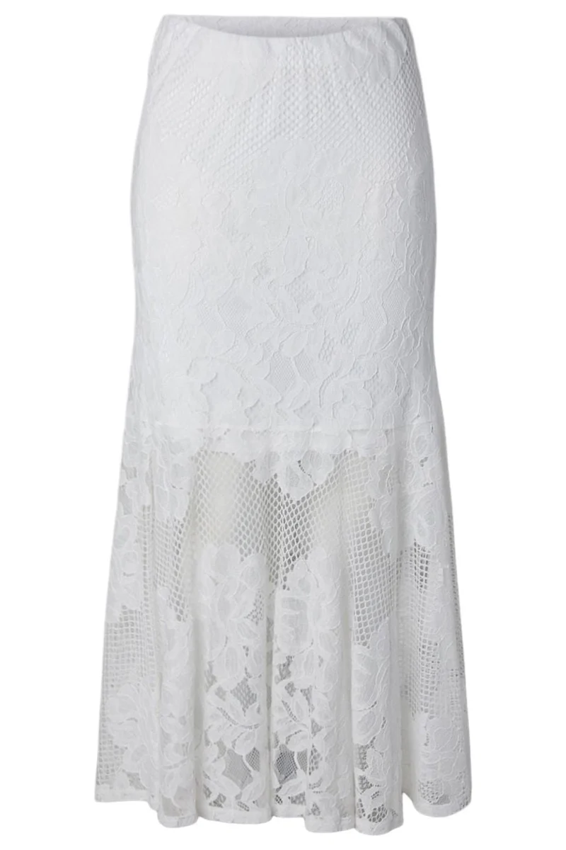 Pieces - Pcmaya Lace Ankle Skirt - 5118547 Bright White