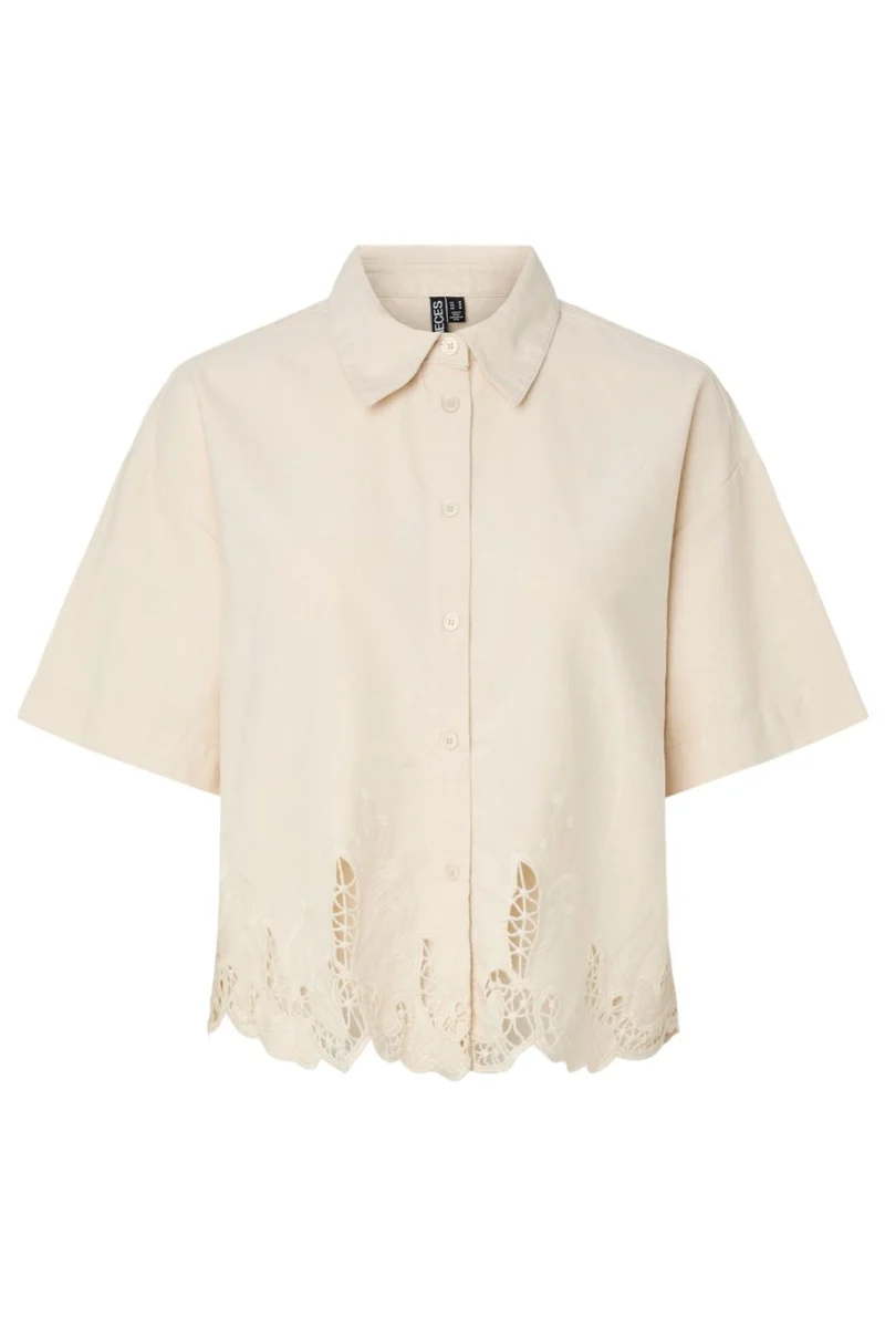 Pieces - Pcpiper Ss Denim Shirt - 5012263 Ecru