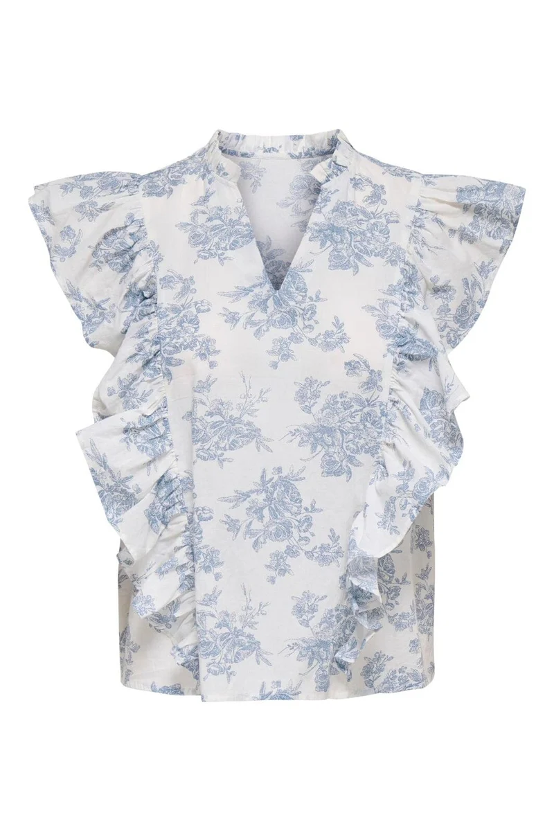 JDY - Jdyalberte S/L Frill Top - 5026910 Cloud Dancer 26-02-26 Abstract Flower