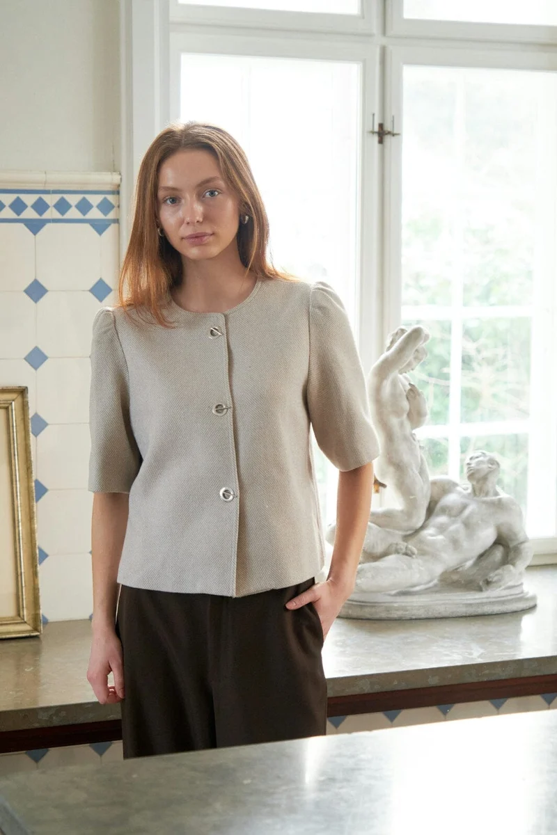 Neo Noir - Xanthe Light Herringbone Blazer 167111 - 213 - Sand
