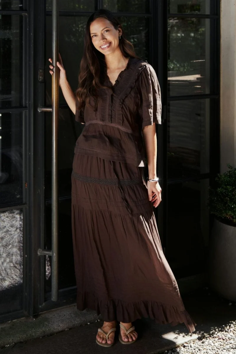 Neo Noir - Evienne S Voile Top 161856 - 676 - Dark Brown