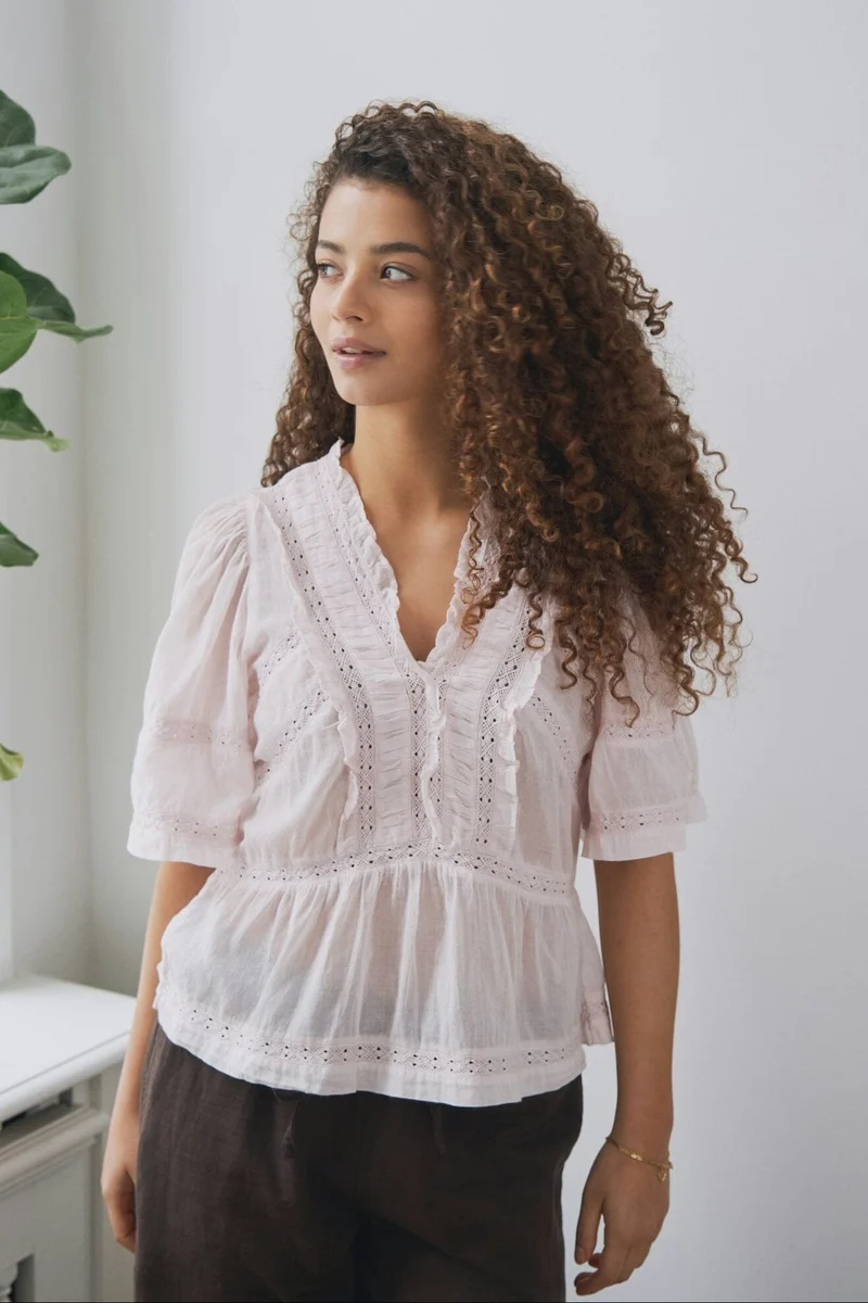 Neo Noir - Evienne S Voile Top 161856 - 754 - Light Pink