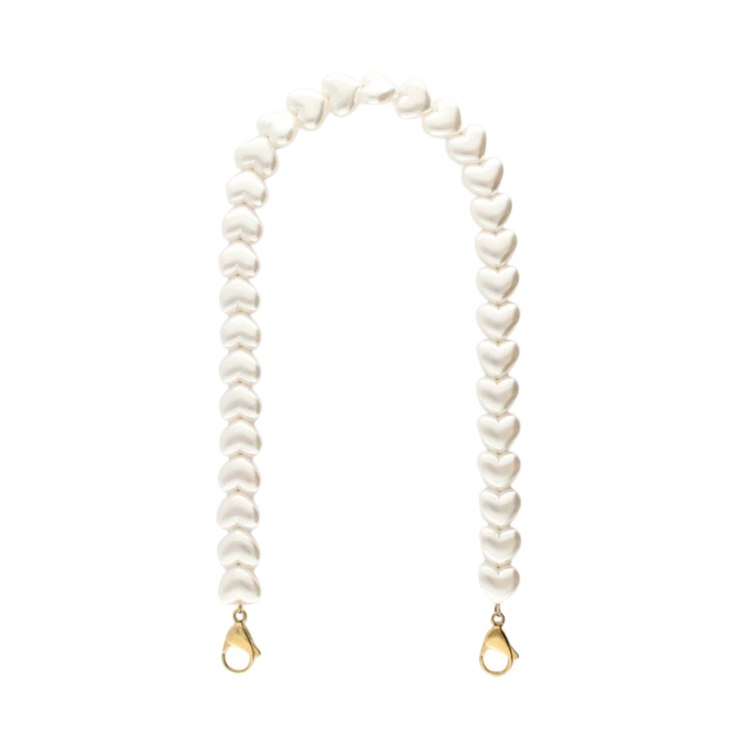 Phone cord pearl hearts - 1200 Gold