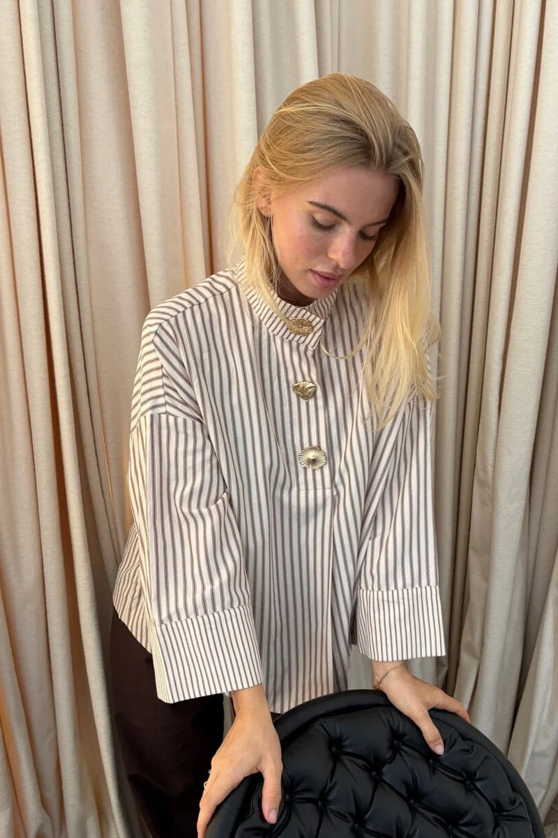 Continue - Klara Shirt 15324 - Brown Stripe