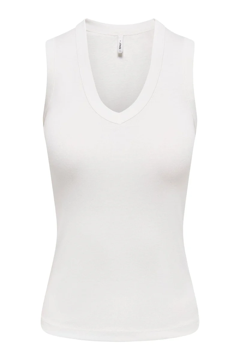 Only - Onlrina V-Neck Tank Top S/L - 5255756 Antique White
