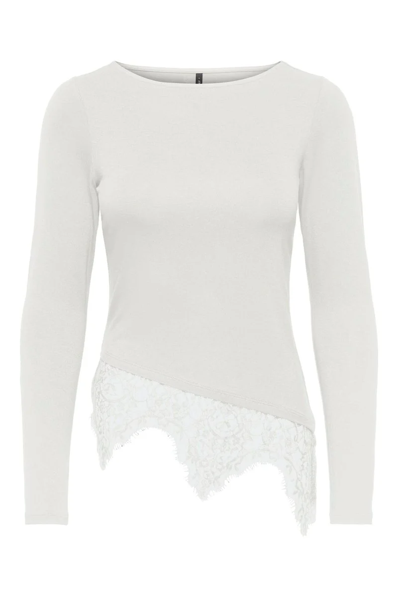 Only - Onllaila L/S Lace Mix Top - 5135819 Cloud Dancer