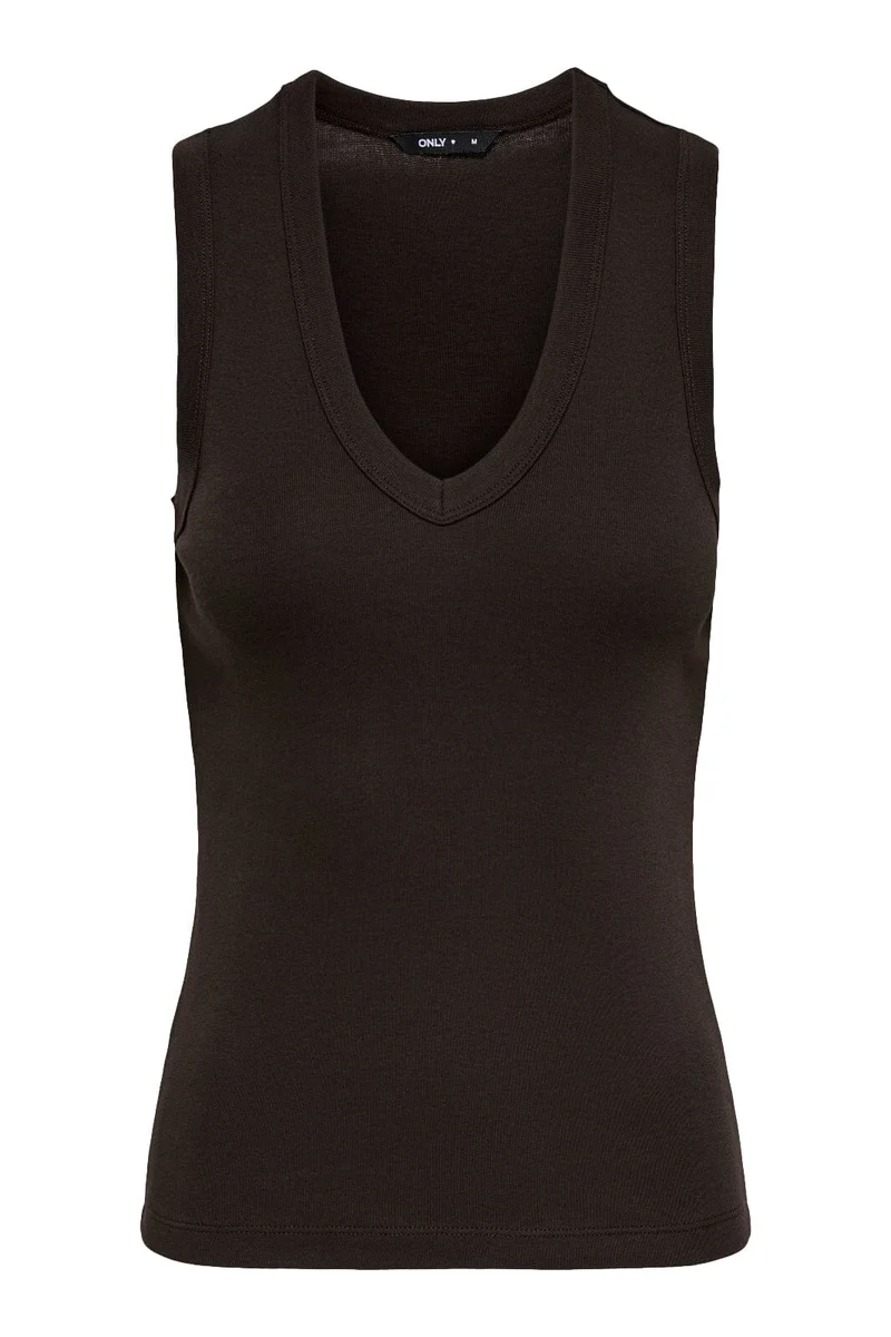 Only - Onlrina V-Neck Tank Top S/L - 5255538 Black Coffee