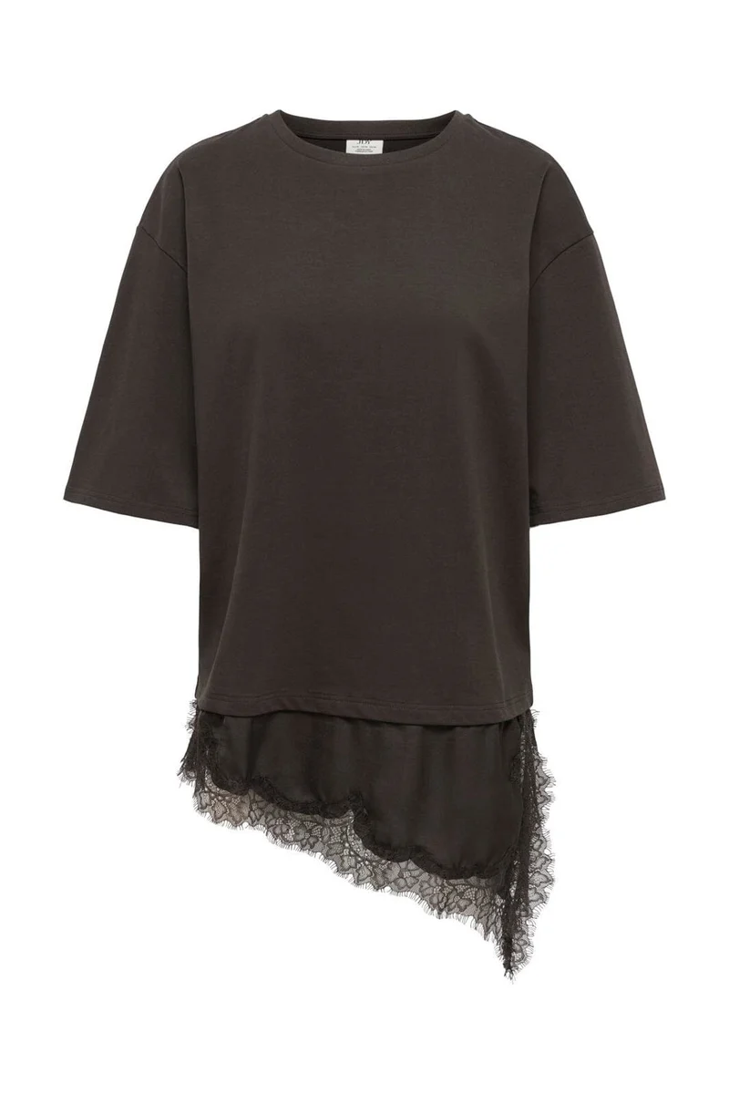 Jdy - Jdyalma 2/4 Lace Detail T-Shirt - 5157233 Chocolate Torte