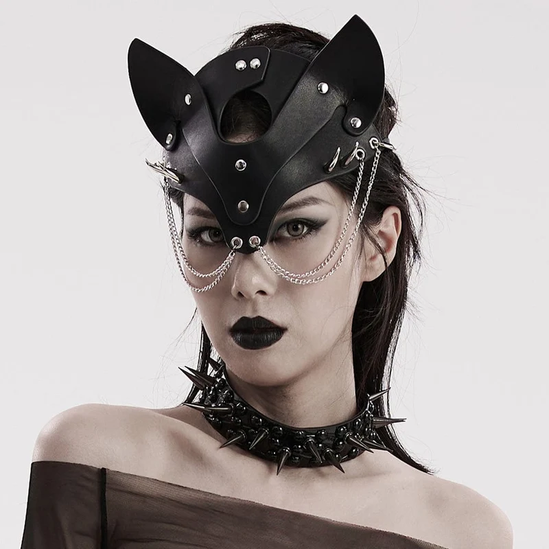 Punk Fox konstlädermask för kvinnor
