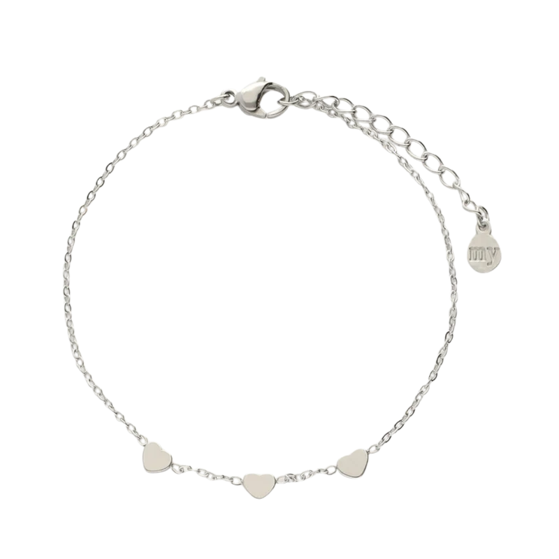 Bracelet With Three Hearts Graduation - Silver