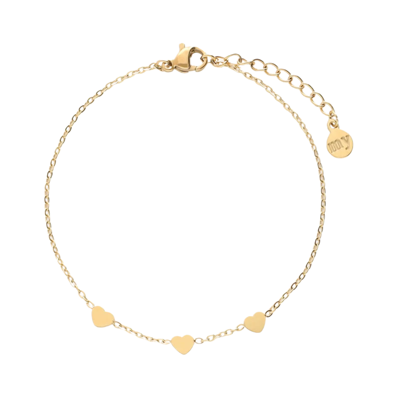 Bracelet With Three Hearts Graduation - Gold