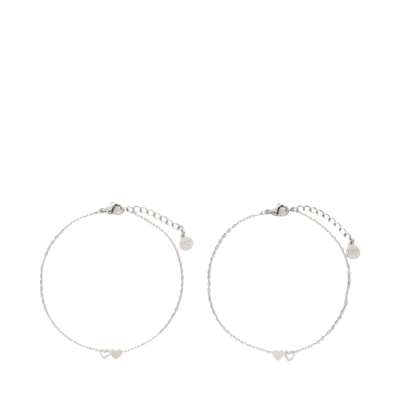 Bracelet set two hearts - Silver