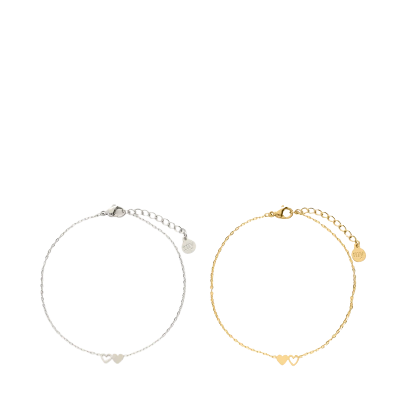 Bracelet set two hearts - Multicolor