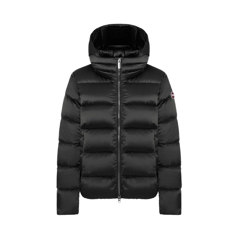 Ladies Down Jacket with Detachable Hood - Black