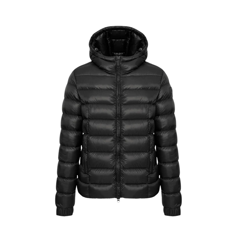 Mens Glossy Hooded Down Jacket - Black