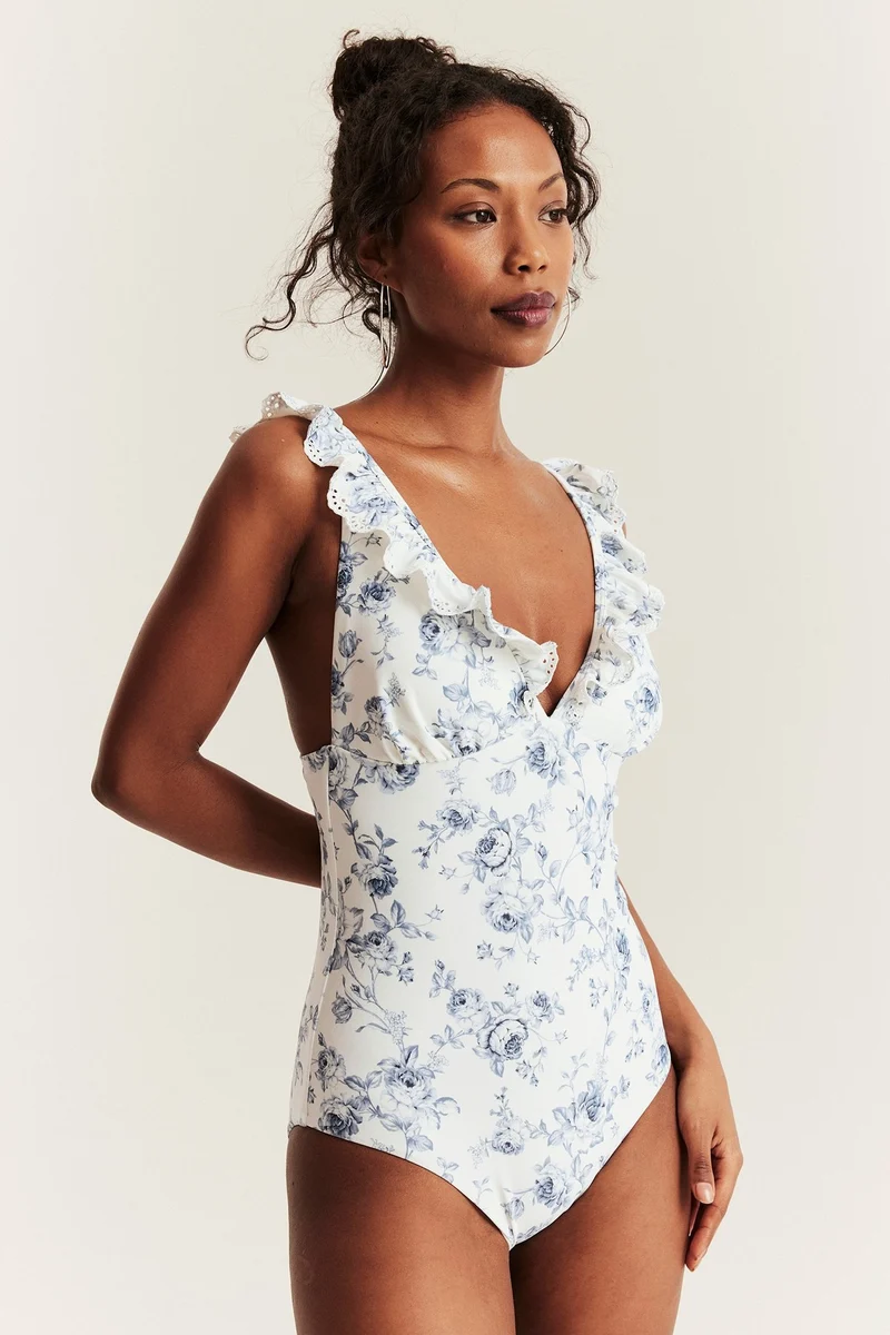Women’s white floral swimsuit