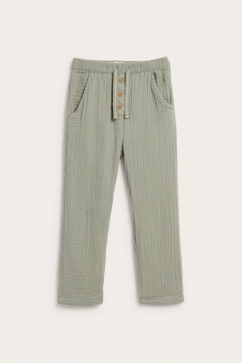 Kids green muslin trousers
