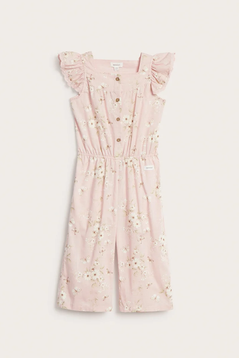 Kids floral jumpsuit with frill