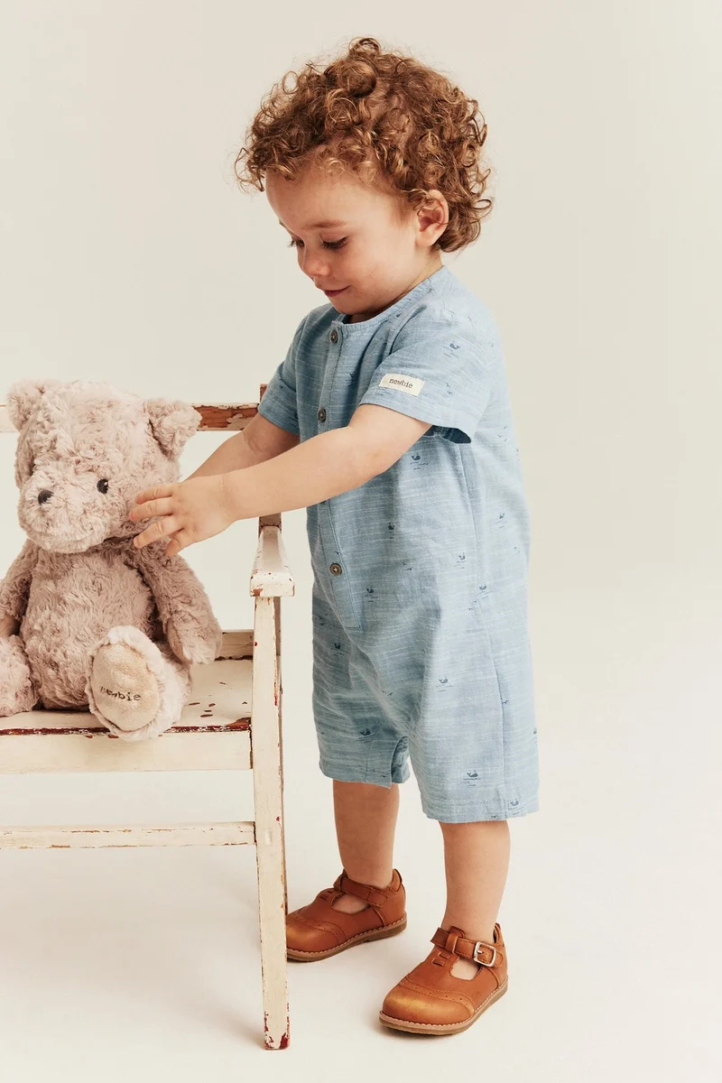 Baby blue whale theme romper