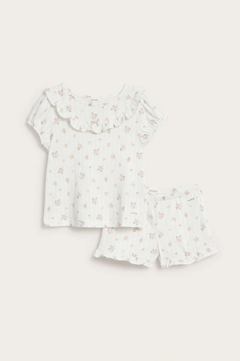 Kids floral pajama set with frill