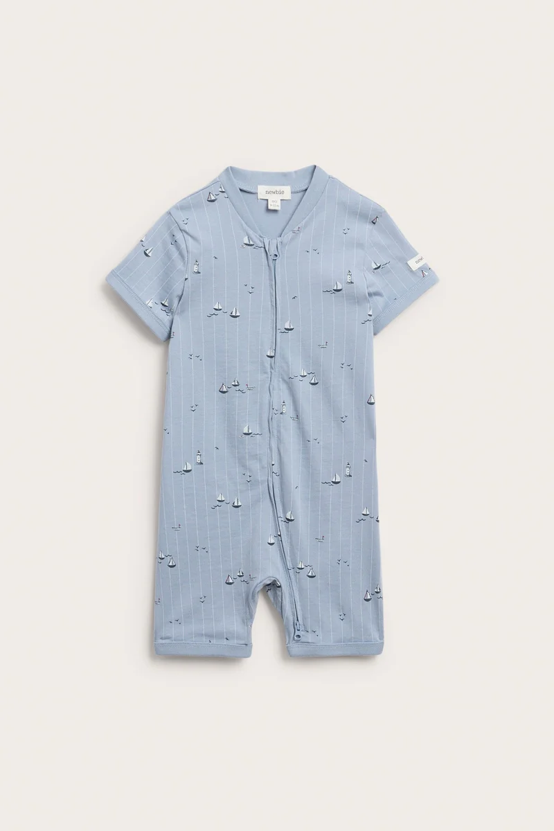 Baby striped pajamas with sailing boats