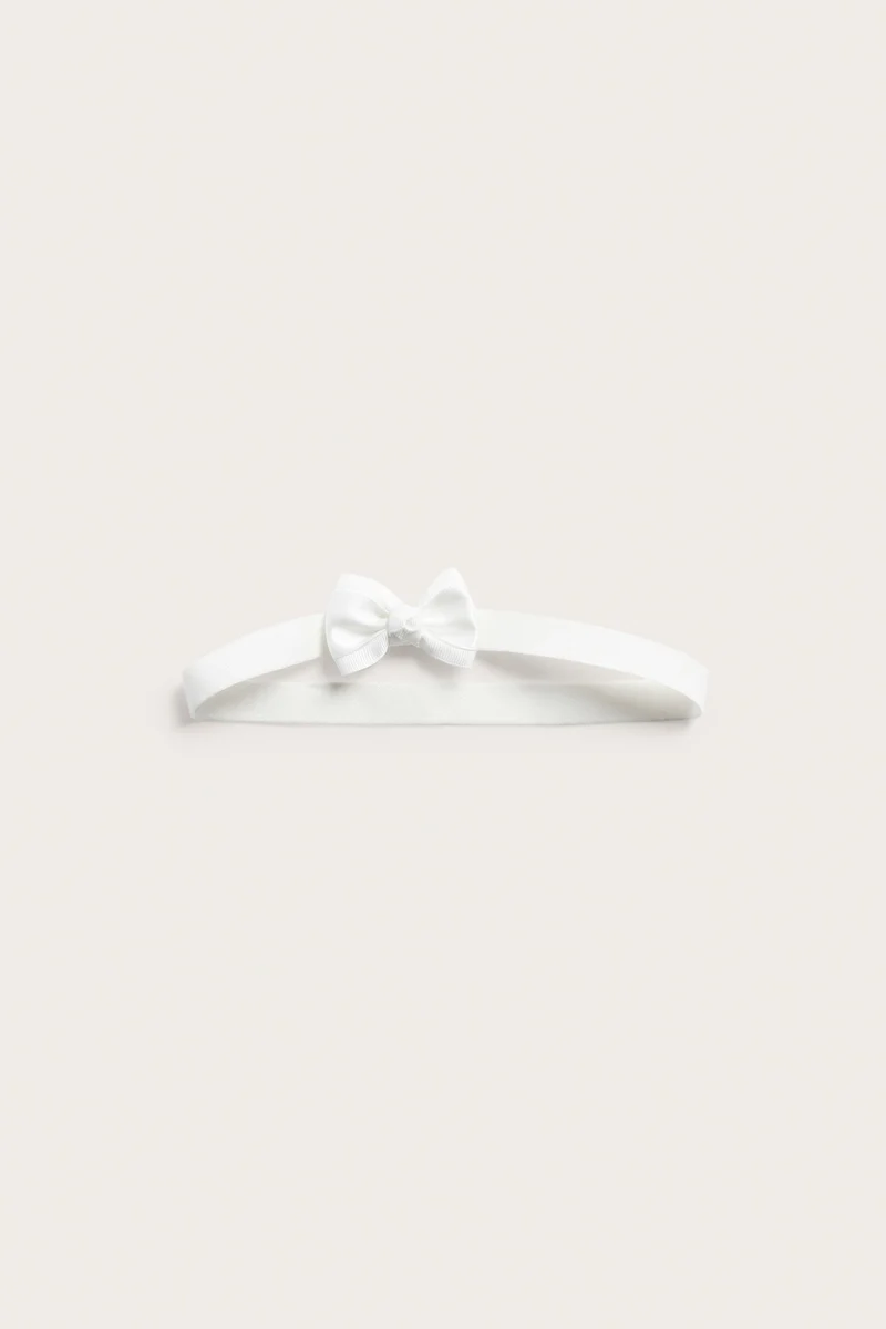 Kids white hairband with satin bow