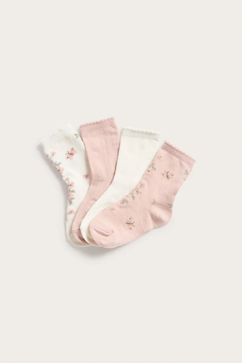 Kids pink patterned socks (4-pack)