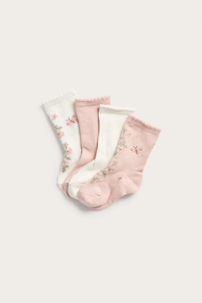Baby pink patterned socks (4-pack)