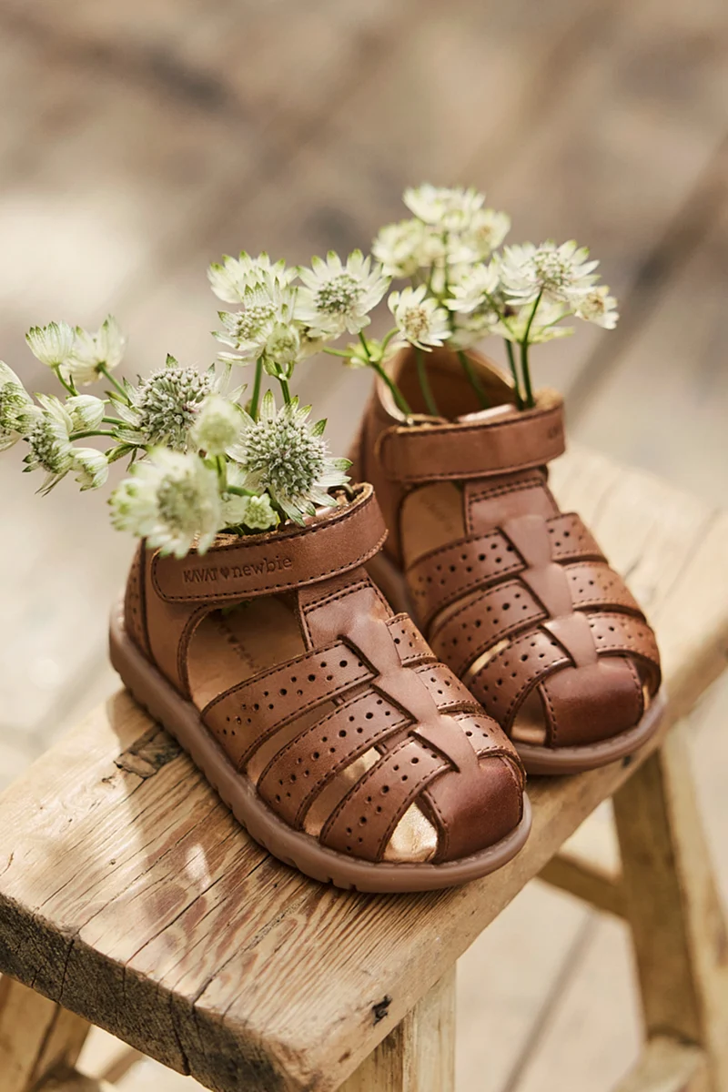 Kids brown leather strap sandal Hällevik
