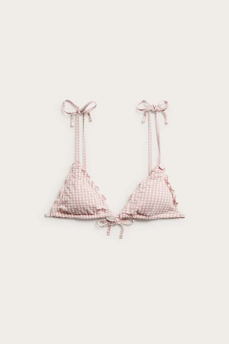Women's pink triangle bikini top