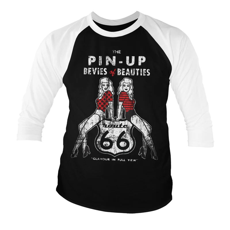 Route 66 Pin-Ups Baseball 3/4 Sleeve Tee