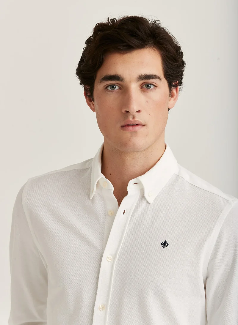 MORRIS Ivory Jersey Stretch Shirt - White