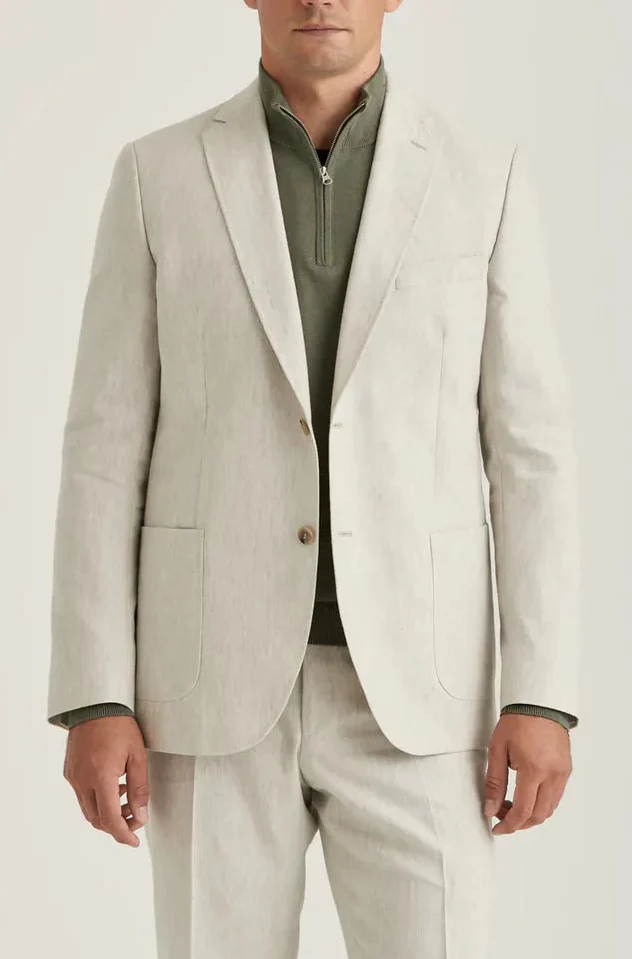 MORRIS Archie Linen Slim Suit - Khaki