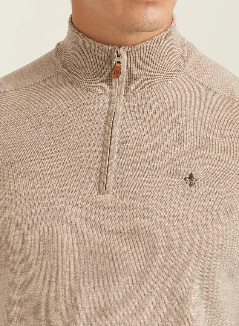 MORRIS Merino John Zip - Khaki