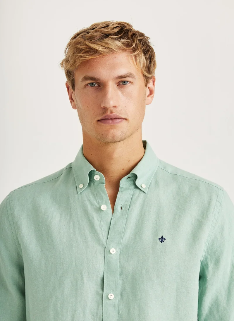 MORRIS Douglas Linen Shirt - Green