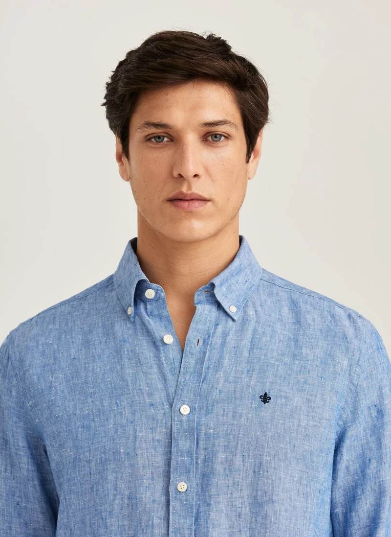MORRIS Douglas Linen Shirt - Blue