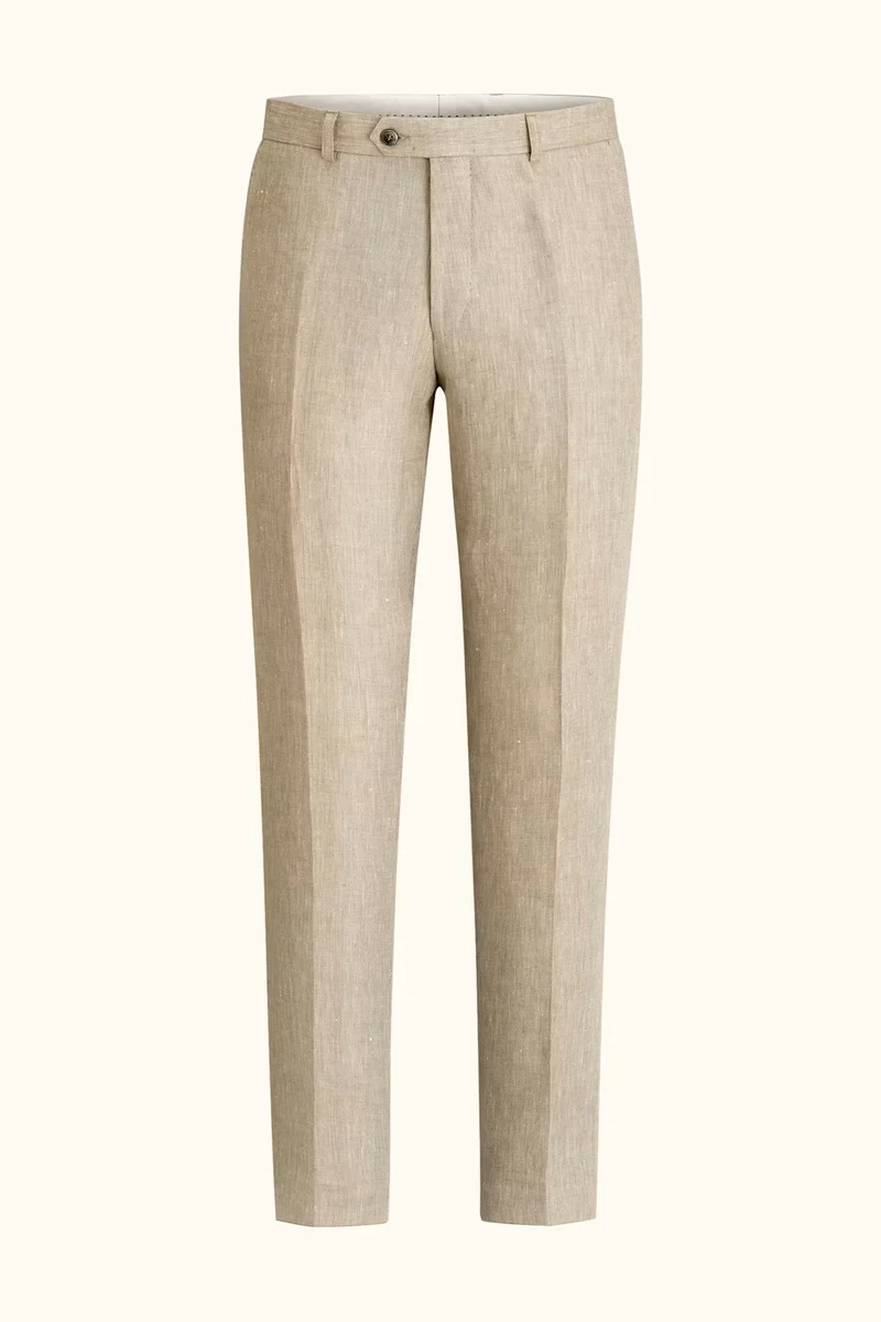 OSCAR JACOBSON Denz Linen Suit Trousers - Beige