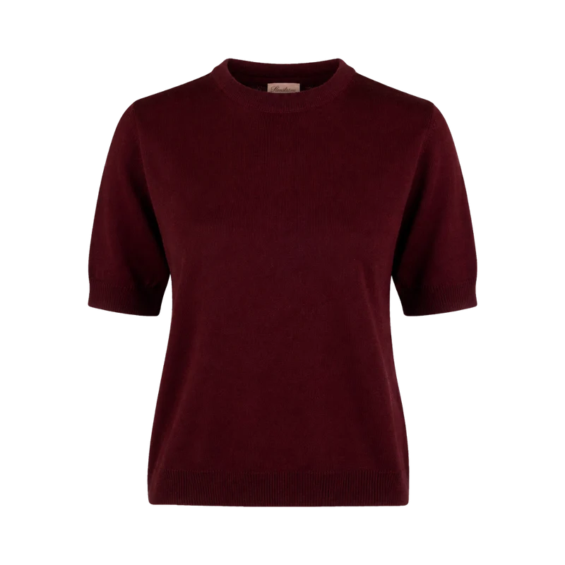 Janet Short Sleeve Knit - Dark Red