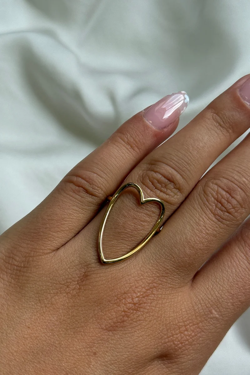 Mellow Moon - Large Openwork Heart - Forgyldt