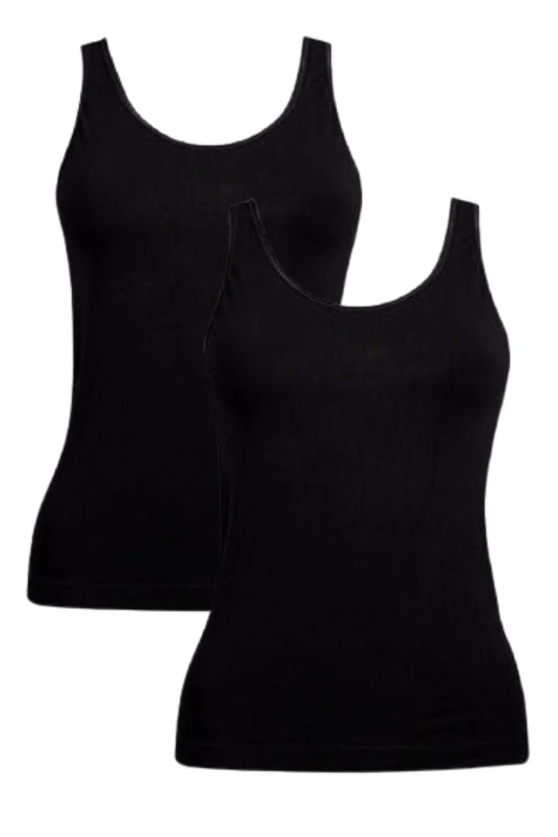 Soft basic - Haily Top wide strap 2 pak - black