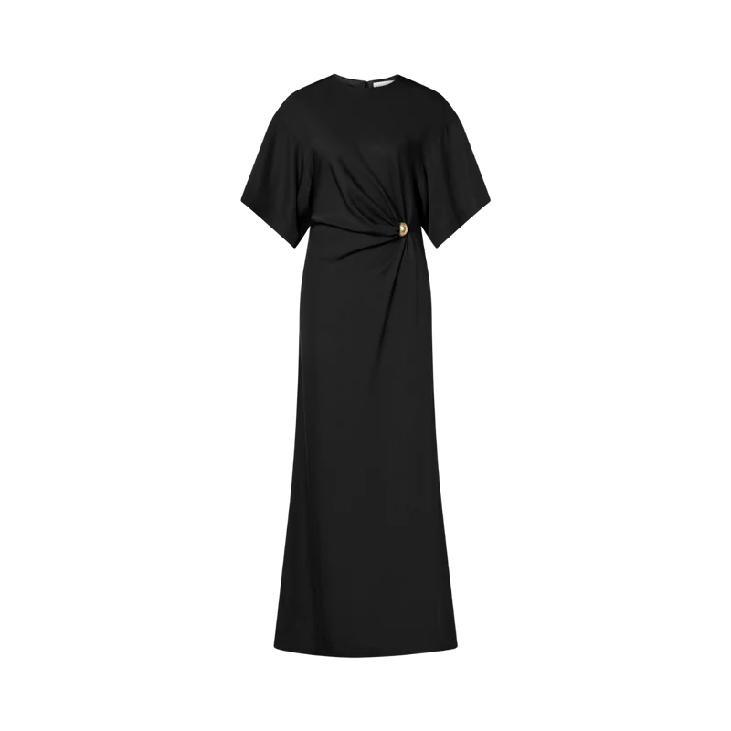 Zilla Brooch Detailed Maxi Dress - Black