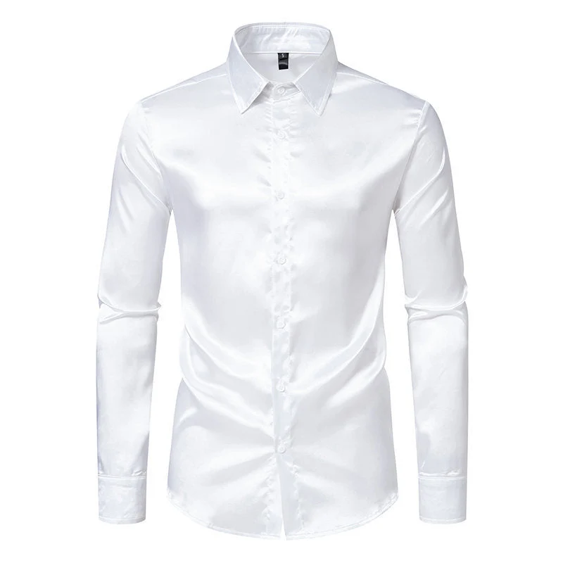 Ian – Satin skjorta i solid färg