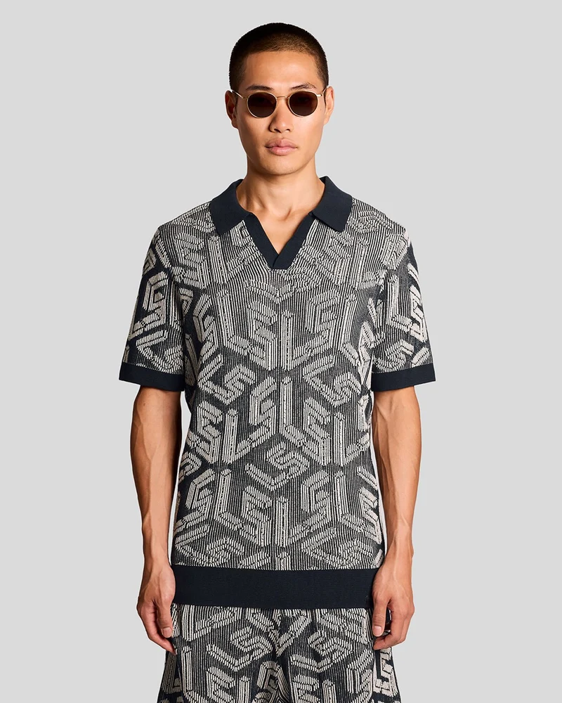 Emblem Ribbed Knitted Polo Shirt