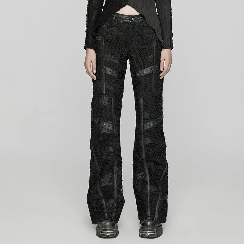 Punk Ripped Mesh Jeansbyxor för kvinnor