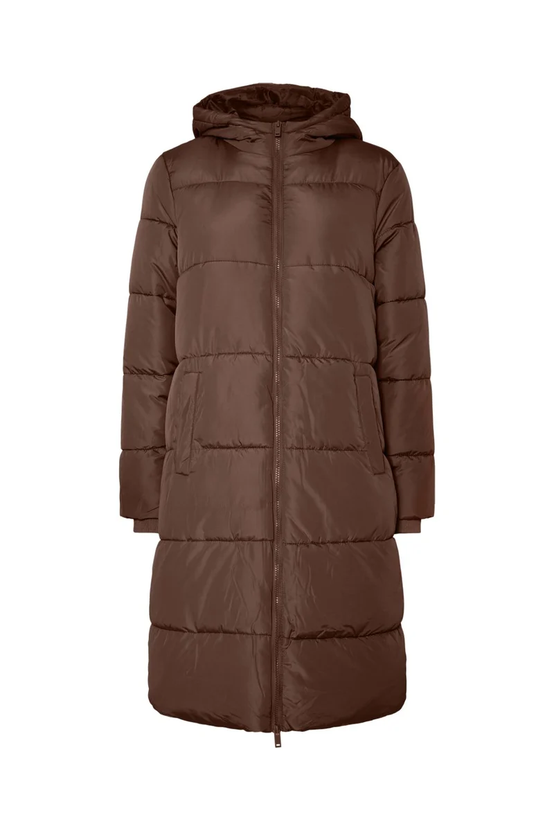 Pieces - Pcbee New Long Puffer Jacket - 5074039 Hot Fudge