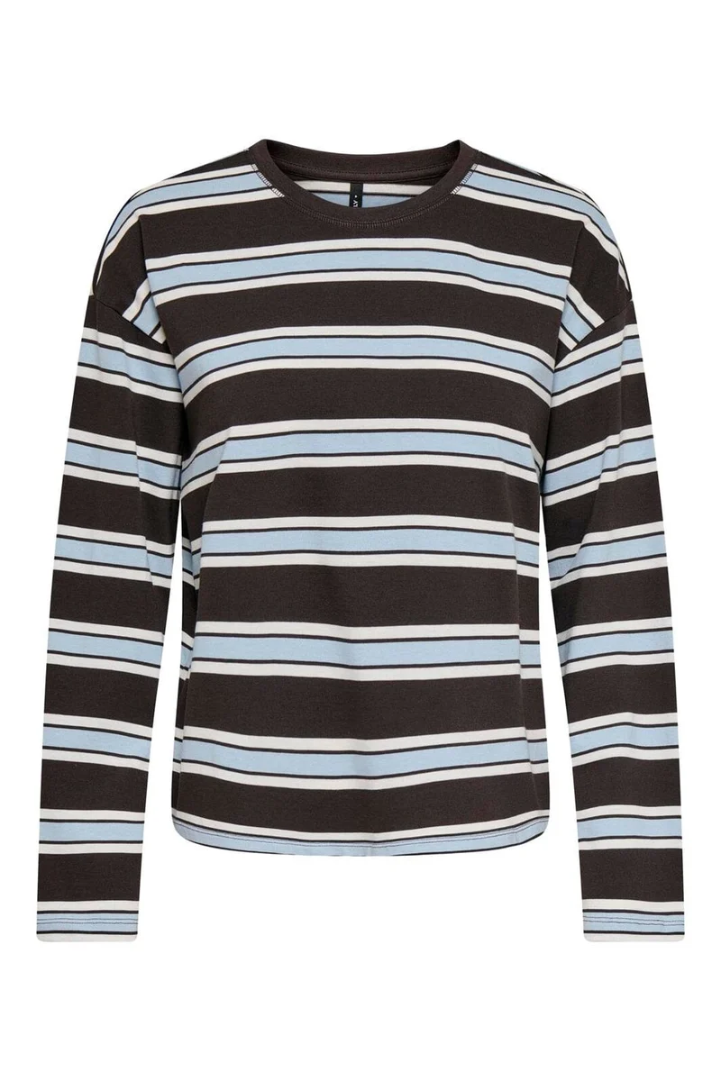 Only - Onlsoph L/S O-Neck Top Box - 5206028 Black Coffee Soft Chambray + Birch (Kia)