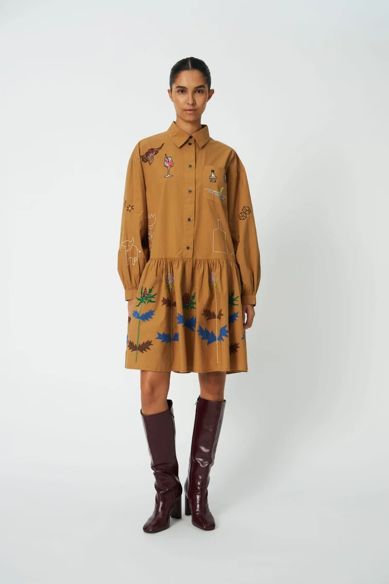 Stella Nova - Small Embroidery Dress Co63-4568 - 196 Khaki