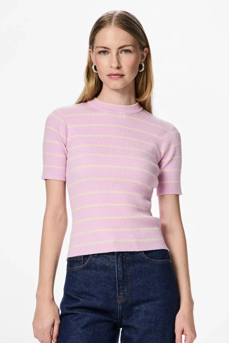 Pieces - Pcmira Ss O-Neck Knit - 4899830 Winsome Orchid Birch Narrow